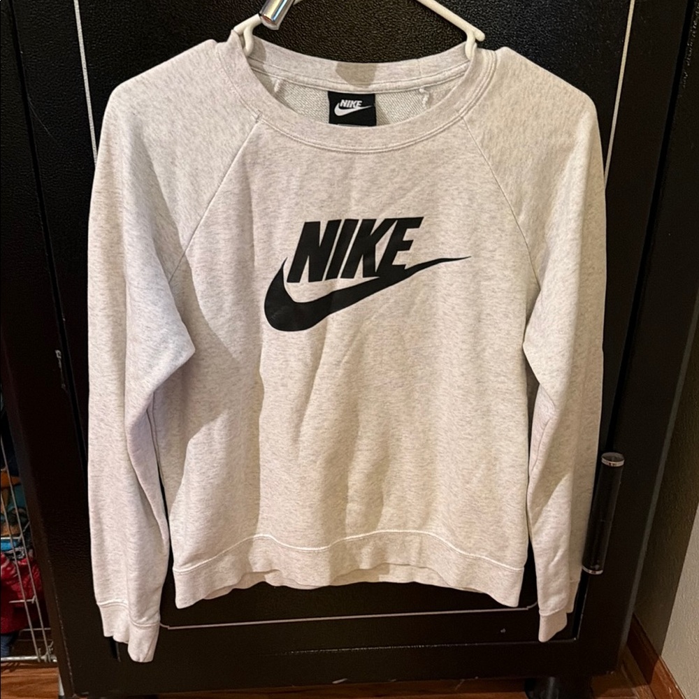 Nike Light Heather Gray Crewneck Sweatshirt with Black Swoosh